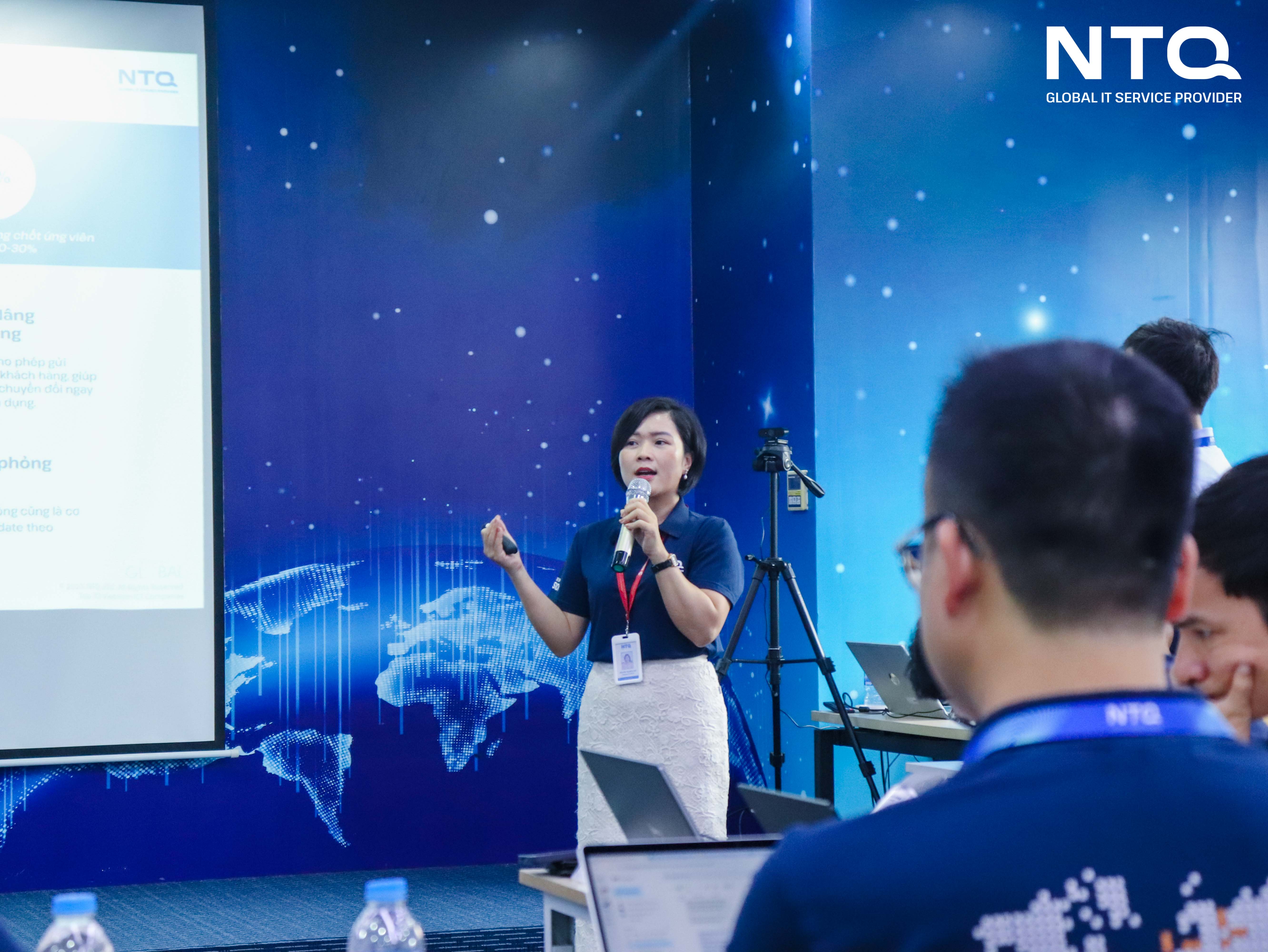 A member of NTQ team presents the idea & solutions at the events