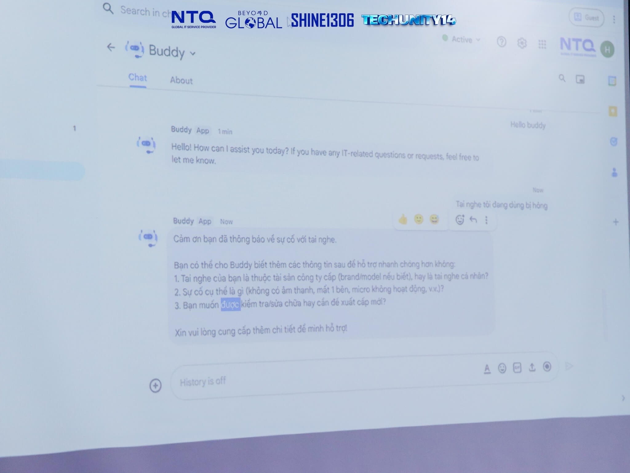 Image of Team 7 delivering a live demo that highlights their standout approach compared to other teams.